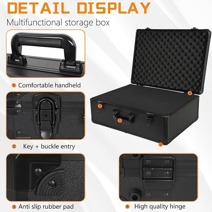 23 Inch Carrying Storage Case | Ideal for Microphone & Camera Gear Transportation, DJ Mixer Case with Customizable Pre-Diced Foam, 23 X 16.5 X 8.6 Inch - Image 3