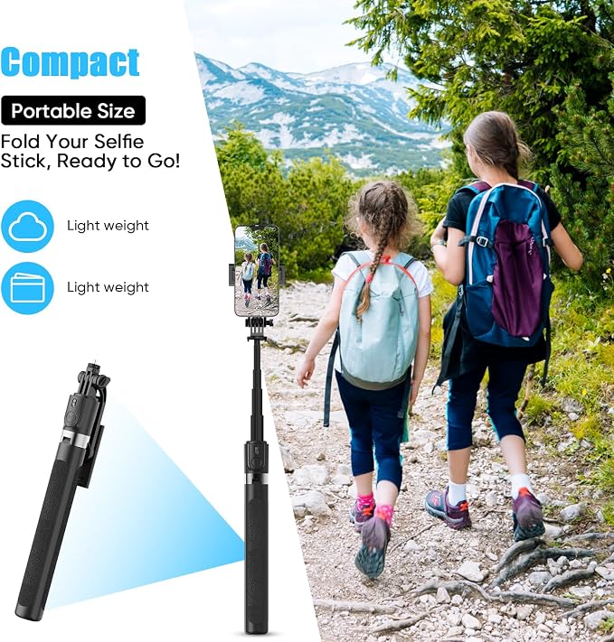 71-Inch Extendable Phone Tripod and Selfie Stick with Wireless Remote, 360° Rotating Holder, Portable Travel Tripod Stand for iPhone, Android and Action Cameras - Image 3