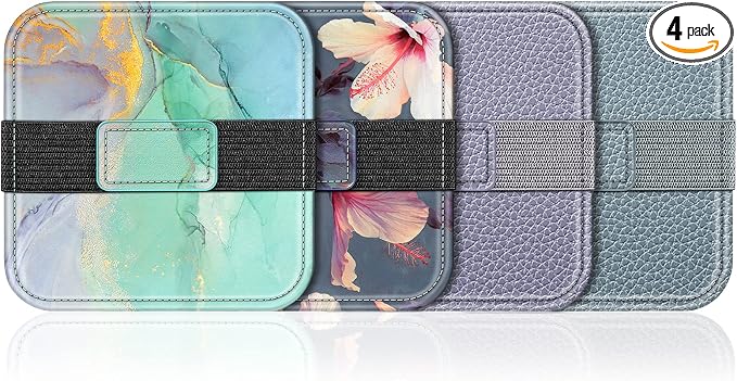 Fintie Screen Cleaning Pad, [4 Pack] Soft Cloth Car Phone Screen Cleaner | Microfiber Wipe Cleaning with Elastic Strap for iPad, iPhone, MacBook, Tablets, Laptop, Monitor (Blooming Hibiscus) by Fintie