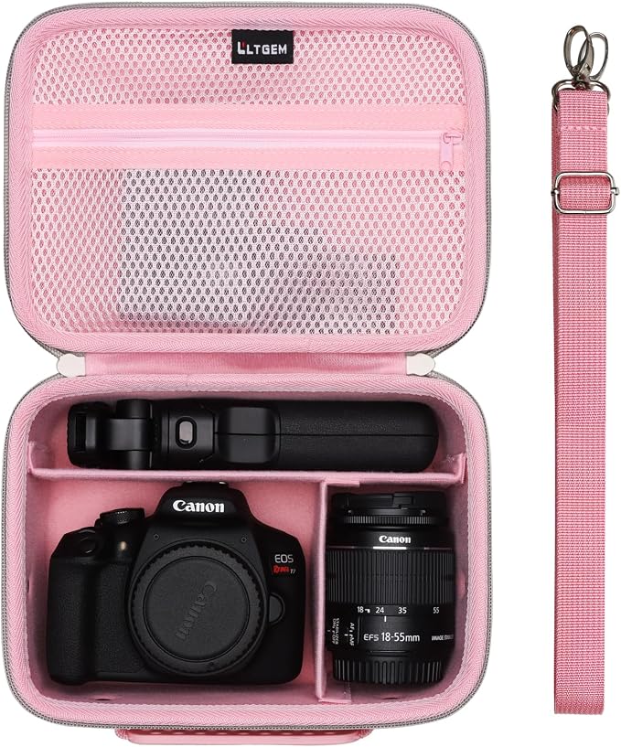 Small Camera Case Bag for Canon EOS Rebel T7/R50//R100 DSLR Camera Pink | Hard Carrying Travel Case for Canon EOS Rebel T7/R50//R100/R6 Mark II/R8/R6 Mark III/R50 V/T6/R10/R5 Mark II DSLR SLR Camera by LTGEM
