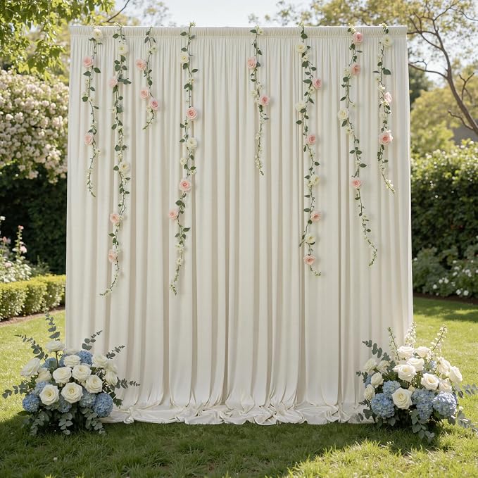 30ftx10ft Wrinkle Free Beige Backdrop Curtains for Parties, Silky Polyester Photo Backdrop Drapes 6 Panels 5x10ft Back Drop Cloth for Wedding Birthday Baby Shower Photography Background - Image 7