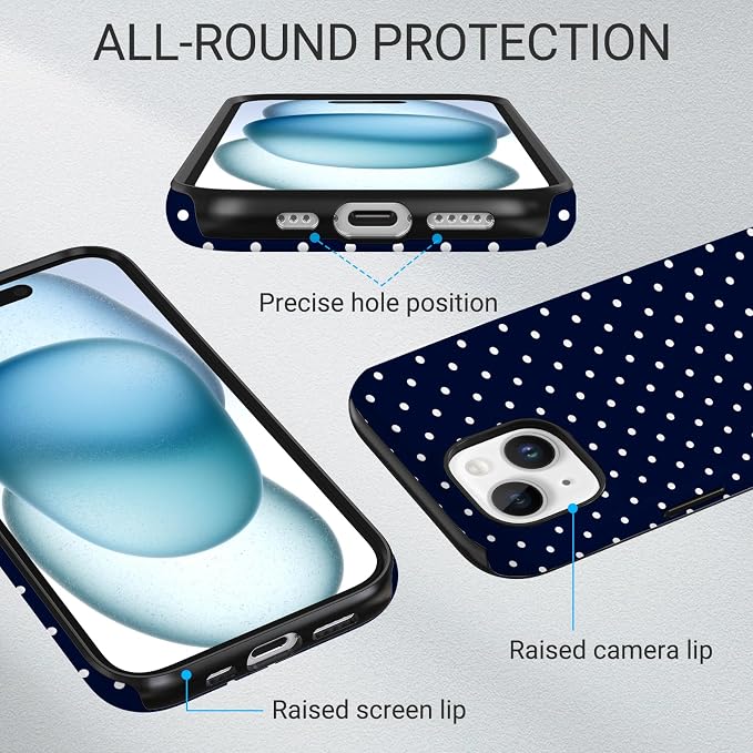 TPU Phone Case for iPhone 14, MagSafe Wireless Charging Compatible, Shockproof Slim Fit Protective Cover with Anti-Yellowing & Raised Camera Protection (Polka dot 7, iPhone 14) - Image 3