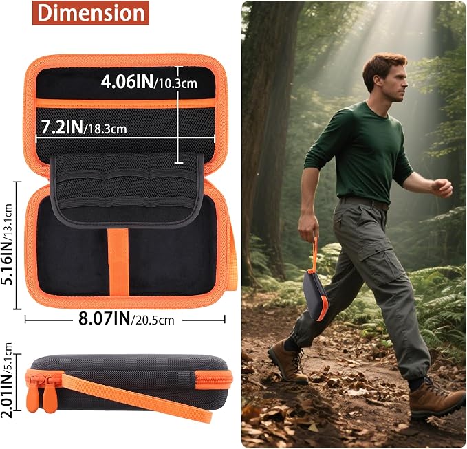 co2CREA Hard Case for Wildgame Innovations Trail Pad VU60, Black+Orange | Stealth Cam SD Card Reader Viewer 4.3" LCD Screen Compatibility, Space For Cables And Accessories, Organized Interior - Image 8