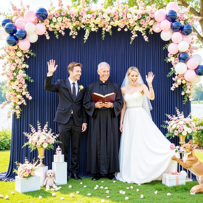 Navy Blue Backdrop Curtain for Parties Wrinkle Free Photo Curtains Backdrop Drapes Fabric Decoration for Wedding Birthday Party Baby Shower 5ft x 7ft,2 Panels - Image 9