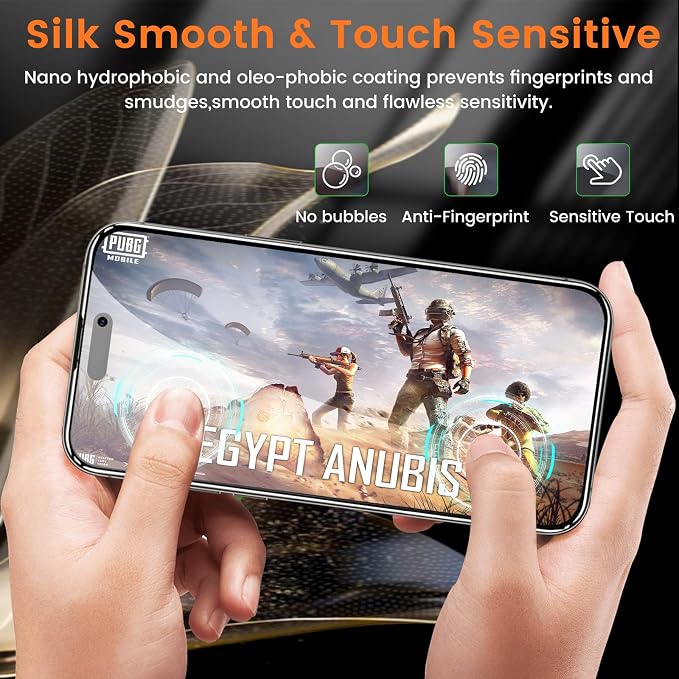Lesakit 4+4 Pack Privacy Screen Protector for iPhone 15 Pro Max 6.7-Inch with 4 Pack Camera Lens Protector, Anti Spy Tempered Glass Film 9H Hardness Case Friendly - Image 7