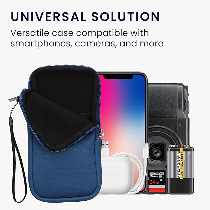 kwmobile Universal Phone Pouch Size XXL - 7" - Neoprene Smartphone Pouch with Zip - Water-Repellent Mobile Phone Case - Sleeve in Baltic Blue - Image 4