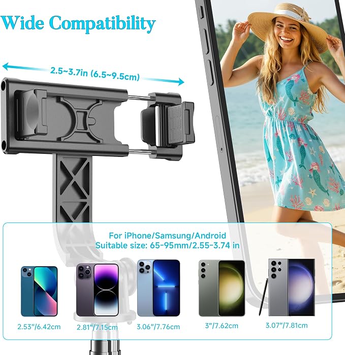 Portable 41 Inch Selfie Stick Phone Tripod with Wireless Remote Extendable Tripod Stand 360 Rotation Compatible with iPhone 17 16 15 14 13 12 11 pro Xs Max Xr X Plus, Android Samsung Smartphone - Image 6
