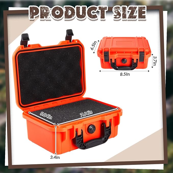 Relaxweex 1 Pcs Waterproof Hard Case with DIY Customizable Foam Insert Portable Protective Case with Knife for Camera Drones Equipments Tools Test Instruments(Reddish Orange,8.5 x 6.5 x 3.7 Inch) - Image 2