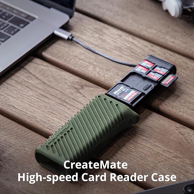 PGYTECH SD Card Reader USB 3.1 Micro SD 4.0 Card Case, Memory Card Reader | CreateMate High-Speed Type-C 2-in-1 SDTF/Nano Card Reader for Camera/Phone/Drone/Action Camera, Plug & Play(Green, for SD/TF) - Image 2