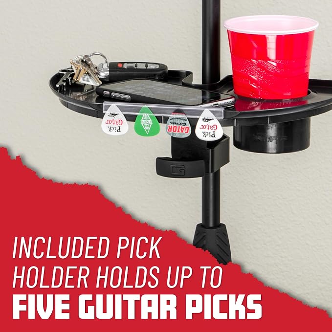 Gator Frameworks Microphone Stand Accessory Tray with Drink Holder and Guitar Pick Tab, 12" x 7" (GFW-MIC-ACCTRAY) - Image 5