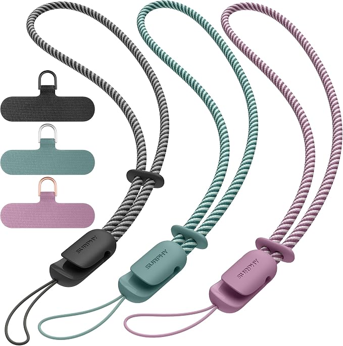 SURPHY 3 Pack Phone Wrist Strap, Phone Lanyard with Cellphone Tether Tab | Phone Strap Charm, Camera Wrist Strap with 2-Color Braided, Phone Wristlet, Wrist Lanyard for Case by SURPHY