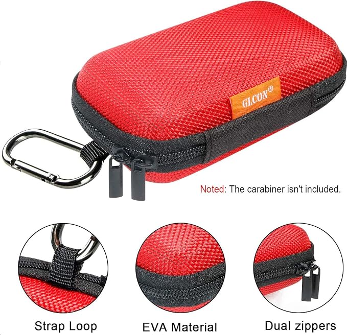 Red Rectangle Small EVA Case, Lightweight Hard Shell Zipper Pouch | Universal Protection Bag for Earbud, Headset, Charger, Airpods, iPod, USB Cable, MP3, Key, Change - Image 3