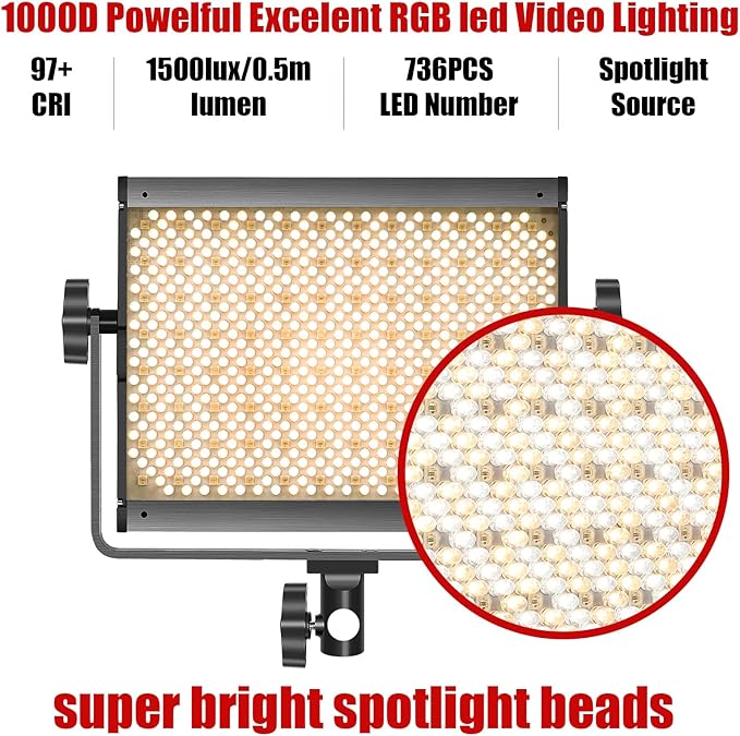 GVM RGB LED Video Light with Tripod Stand Barndoors, APP Control Panel Studio Lighting Kit, 3200K-5600K Dimmable, CRI97, Key Light for Photography, Video Recording, YouTube, Live Streaming, 800D - Image 3