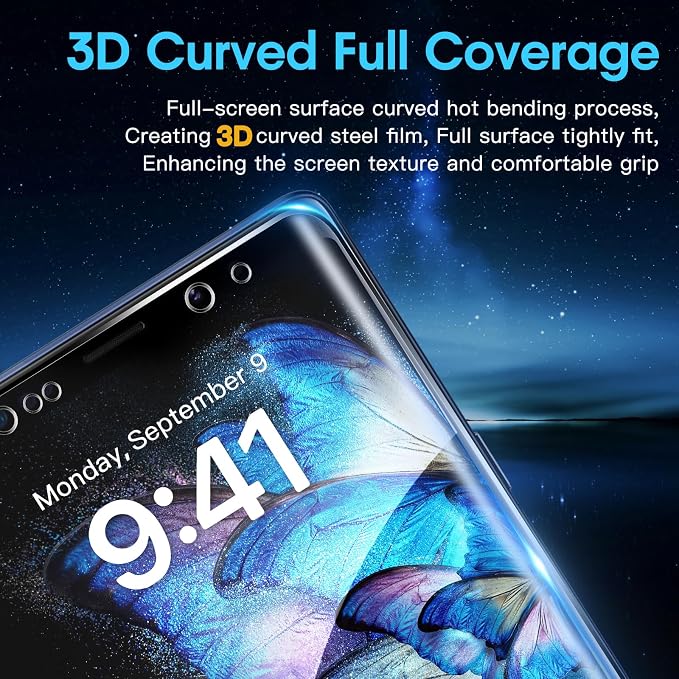 Didisky 2 Pack Privacy Screen Protector for Samsung Galaxy Note 9 Tempered Glass, 3D Curved Full Coverage, Anti-Spy,9H,Bubble Free,Easy to Install,Anti Scratch - Image 4