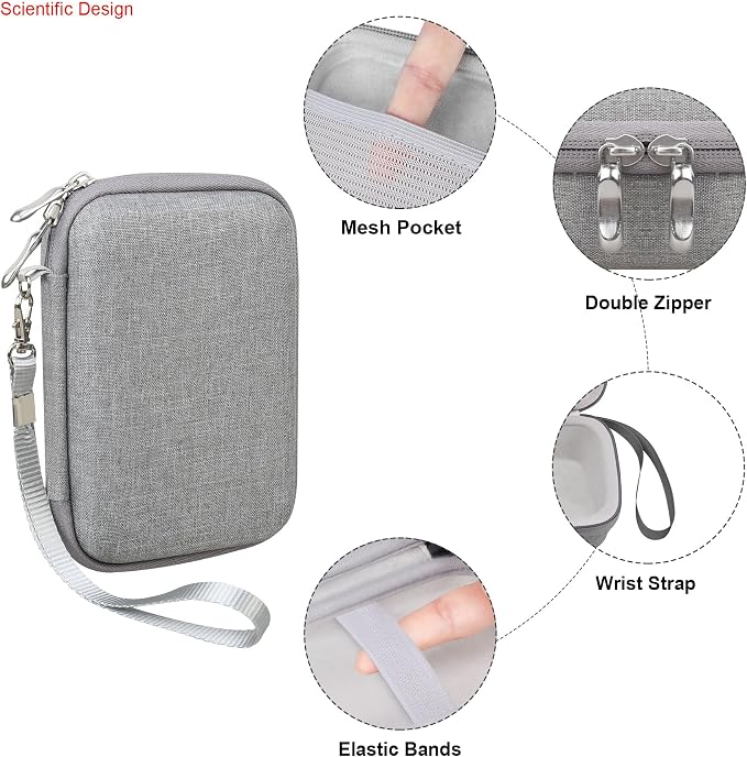 Elonbo Carrying Case for KODAK Mini 2 Retro 2x3” P210R 4PASS Portable Photo Printer/Kodak Mini Shot 2 Retro C210R 4PASS 2-in-1 Instant Digital Camera, Mesh Bag fits Film Cartridge Photo Paper, Grey - Image 4