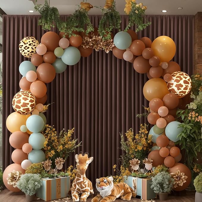 10x8 ft Wrinkle Free Brown Backdrop Curtain for Parties, Thick Polyester Photo Backdrop Drapes 2 Panels for Wedding Birthday Party Photography Background Baby Shower - Image 4