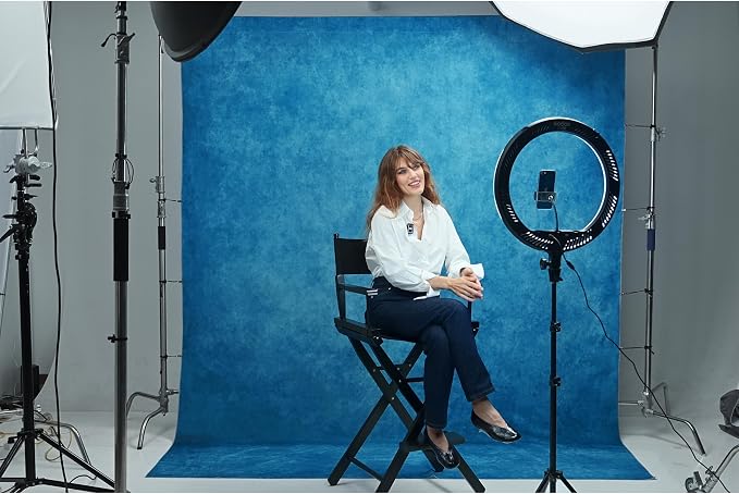 UrcTepics 6×8ft Abstract Blue Backdrop for School Portraits and Bussiness Headshots. Fabric Yearbook Photo Backdrop,Graduation and Audition Background. - Image 3