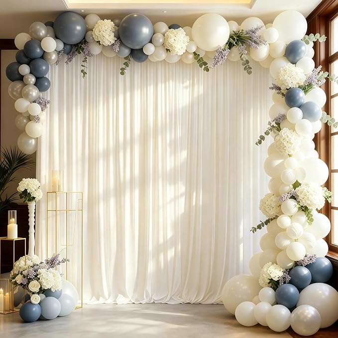 8ftx10ft Wrinkle Free Beige Backdrop Curtain - 10 Feet Photography Backdrop Drapes, Silky Polyester Back Drop Cloth for Wedding Baby Shower Balloon Arch Background - Image 5