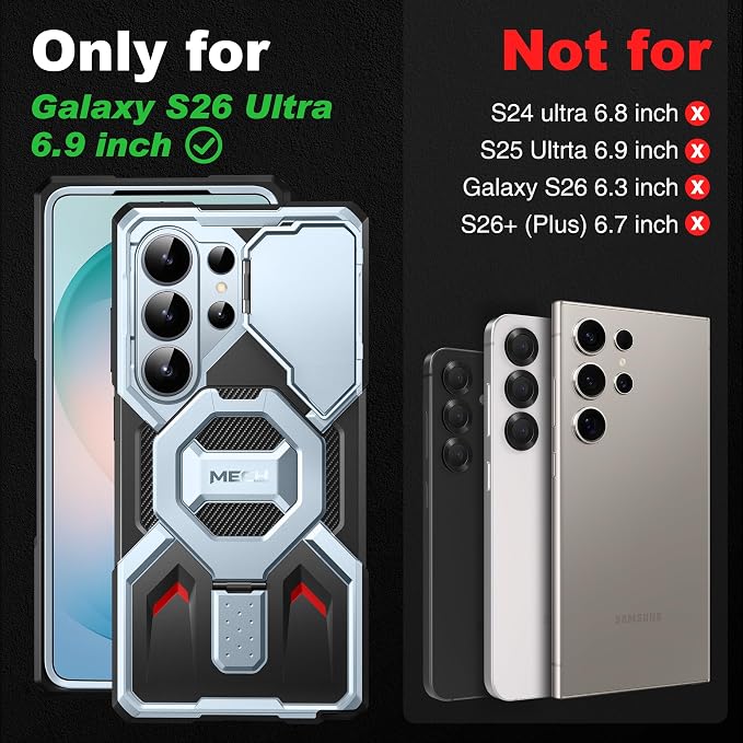 TONGATE Magnetic Stand for Samsung Galaxy S26 Ultra Case, Compatible with Magsafe, [Camera Cover & 2 Front Frames][Military Drop Protection]S26 Ultra Case Built-in Screen Protector & Belt Clip,SkyBlue - Image 2