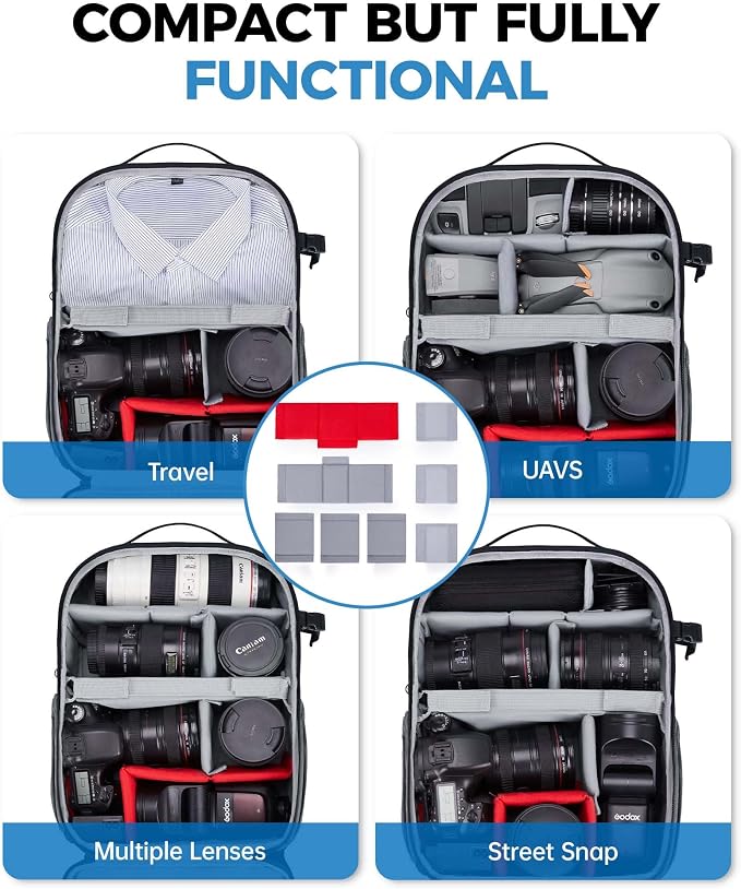BAGSMART Camera Bag for DSLR, Waterproof Camera Backpacks for Photographers, Camera Case with Laptop Compartment-15.6" Grey - Image 5