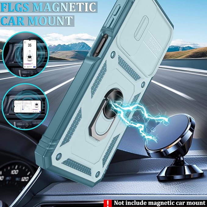 for Samsung Galaxy A06 Phone Case with 2PCS Screen Protector, Build in 360° Rotating Ring Kickstand, Military Grade Protective Case for Samsung A06 Phone, Green - Image 5