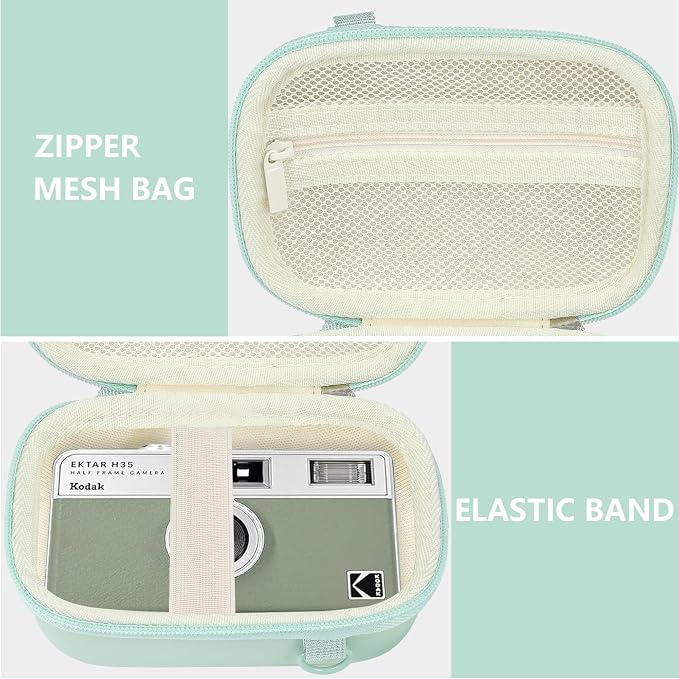 Leayjeen Hard EVA Case for KODAK EKTAR H35 H35N Film Camera - Green | Compatible with KODAK Ultra F9/M35/M38/RETO/Paper Shoot 35mm Camera, EVA Hard Shell, Fits Film Rolls (Case Only) - Image 5