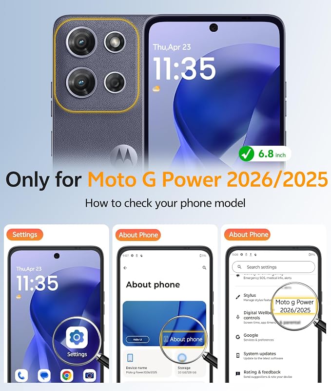 FNTCASE for Motorola Moto G Power 2026/2025 Case, Screen Protector, Blue | Translucent Matte Magnetic Back, 14FT Military Grade Drop Protection, Shockproof Protective Phone Cover - Image 2