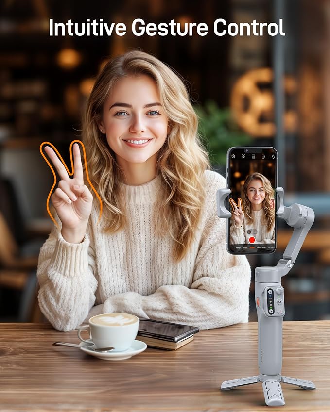 hohem iSteady X3 SE Foldable Phone Gimbal with Detachable Remote, Gray | Detachable Remote, iSteady 8.0, Foldable 0.79lb Design, Hohem Joy App, 11H Battery, 0.66lb Payload for Vlogs - Image 4