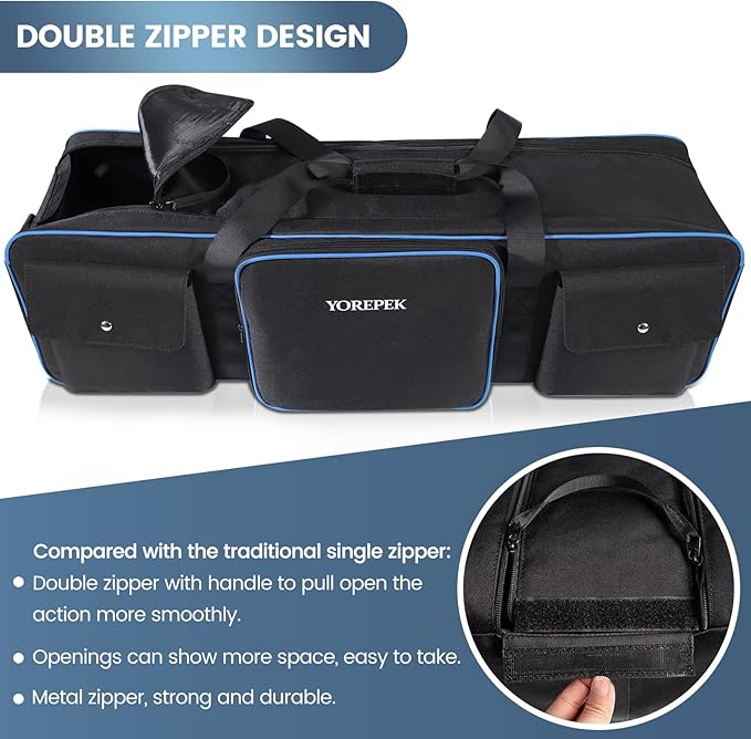 YOREPEK 40.5" Heavy Tripod Carrying Case Bag with 2 Padding Protective Pads | Water Resistant Light Stand Bag for Tripods, Monopods, Speaker Stands, Umbrellas, Studio Equipment Case fit Tripods Manfrotto - Image 7