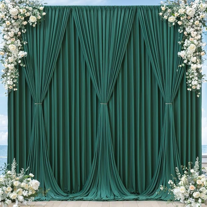 Hunter Green Backdrop Curtain-Wrinkle-Free Polyester Fabric Green Photography Curtains for Wedding Party Photo Background Decorations- 16 X10FT (Hunter Green) - Image 7
