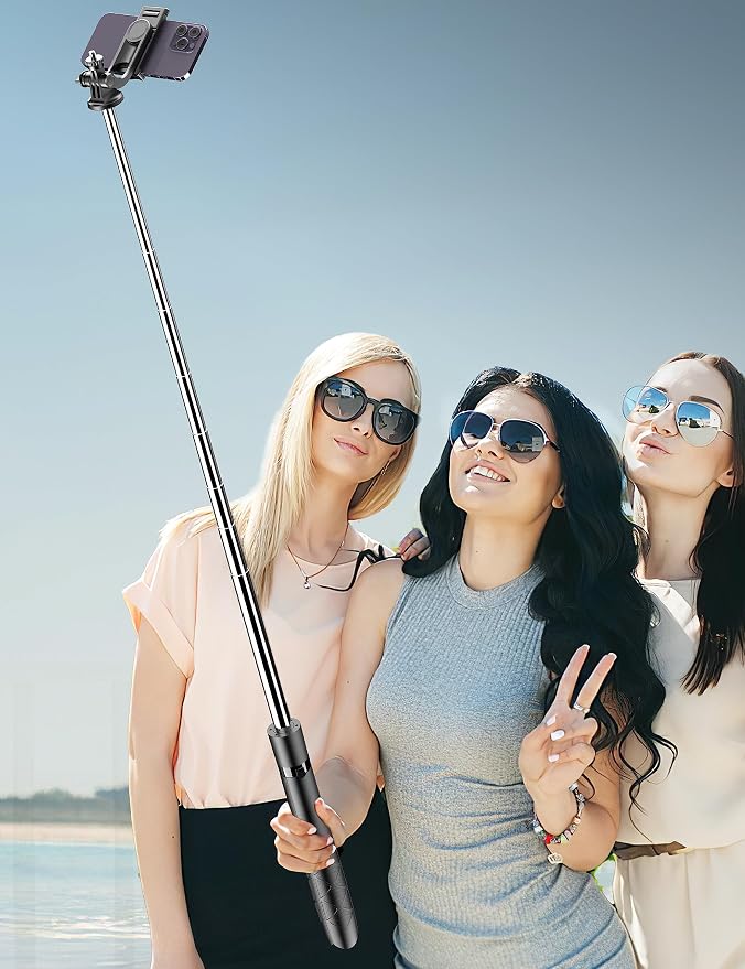 71" Phone Tripod & Selfie Stick, All in One Extendable Cell Phone Tripod with Wireless Remote, Tripods Stand for iPhone & Travel Selfie Stick 360° Rotation Compatible with iPhone Android, Camera - Image 8