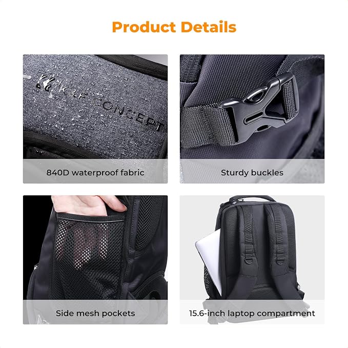 K&F CONCEPT Camera Backpack,25L Large Capacity Camera Bag for Photographers | Raincover, 15.6 Inch Laptop Compartment, Compatible for Canon/Nikon/Sony/DJI Mavic Drone, B10 - Image 6