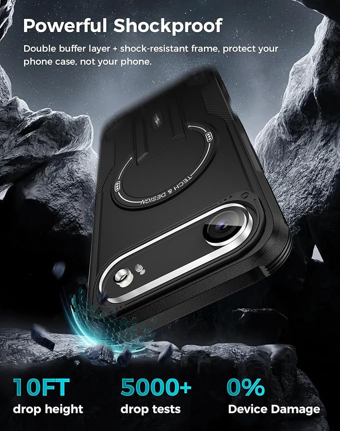 Goton 3 in 1 for iPhone Air Case with Privacy Screen Protector Black | Glass Camera Lens Protector,Compatible for MagSafe,Invisible Kickstand, Shockproof Phone Cover for iPhone 17air - Image 4