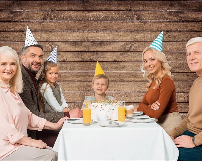 Mixweer Brown Wood Backdrop for Photography Rustic Wooden Photo Backdrop Decorations Retro Wood Wall Background Birthday Party Weeding Backdrop(7 x 5 ft) - Image 7
