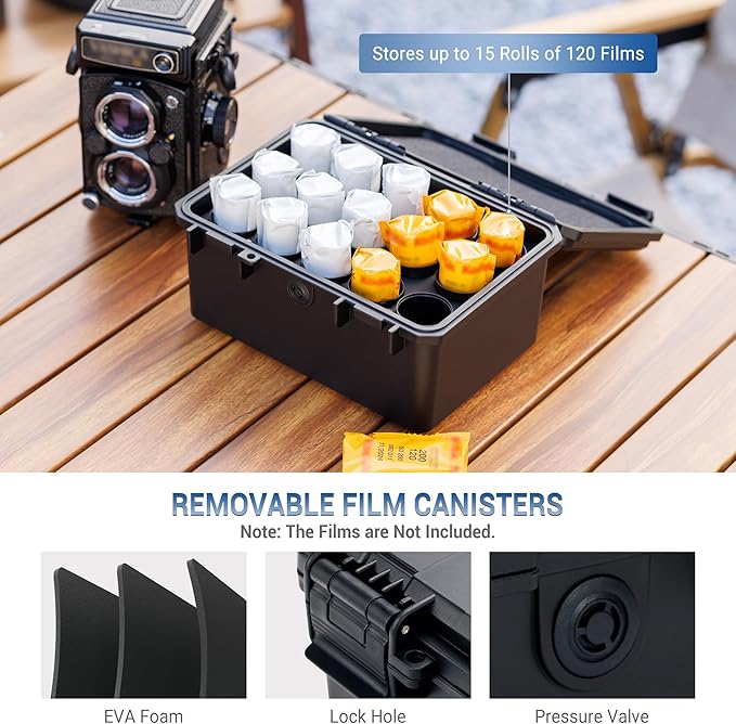 JJC Hard Stable 12 Film Case Holder, IP67 Waterproof Sturdy Secure | Film Container for 15 Rolls 12 Negative Film,Anti-Shock Light-Sealed Negative Film Organizer Storage Box for Travel (No Film - Image 4