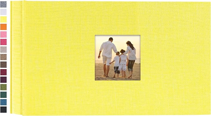 potricher Photo Album 4x6 Pictures, 100 Pockets, Linen Cover, Yellow | Linen Cover, Front Window, Large Capacity 4x6 Picture Albums, Photo Book for Family, Wedding, Anniversary, Baby, Keepsake by potricher