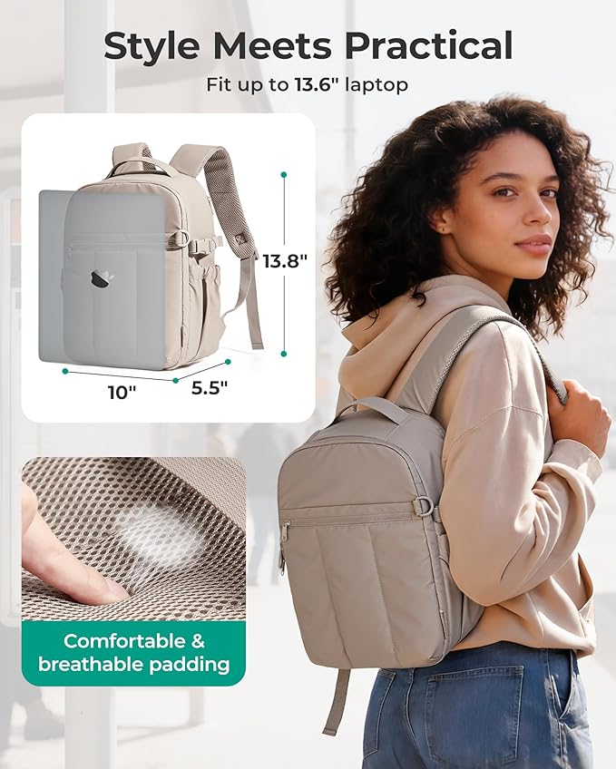 BAGSMART Small Camera Backpack for Women with Laptop Compartment, Black | Puffy Camera Bags for Photographers, DSLR/SLR/Mirrorless Photography Camera Case, Water-resistant Travel Backpack - Image 3