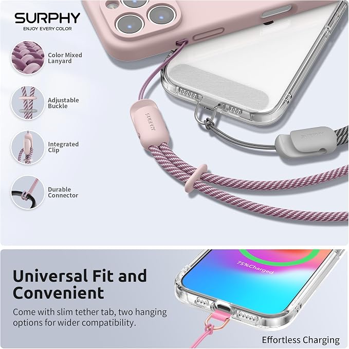 SURPHY 3 Pack Phone Wrist Strap, Phone Lanyard with Cellphone Tether Tab | Phone Strap Charm, Camera Wrist Strap with 2-Color Braided, Phone Wristlet, Wrist Lanyard for Case - Image 2