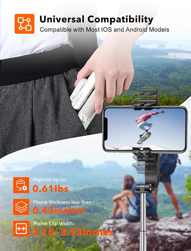 hohem iSteady Q Gimbal 4-in-1 Selfie Stick Tripod with Face Tracking | 4-in-1 Selfie Stick Tripod with 360° Face Tracking, 19.6" Extendable Rod, Bluetooth Remote, Hohem Joy App, 0.43lb Design - Image 4