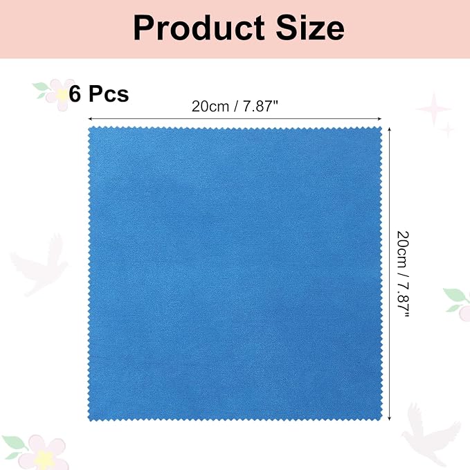 uxcell 6 Pcs Microfiber Cleaning Cloth for Glasses, 8 x 8 Inch Eyeglass Cleaning Cloth, Glasses Cleaner Wipes for Electronics Lenses Screens Cameras Cell Phones, Sapphire Blue - Image 2