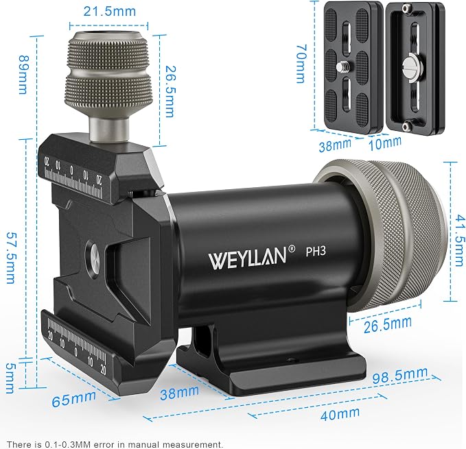 WEYLLAN PH3 MonoGimbal Head for Tripod Monopod, CNC All Metal Side Saddle Gimbal Tilt Head with Arca Swiss Quick Release Plate, Compatible with Camera, Telephoto Lenses, Max Load 22lbs/10kg - Image 6
