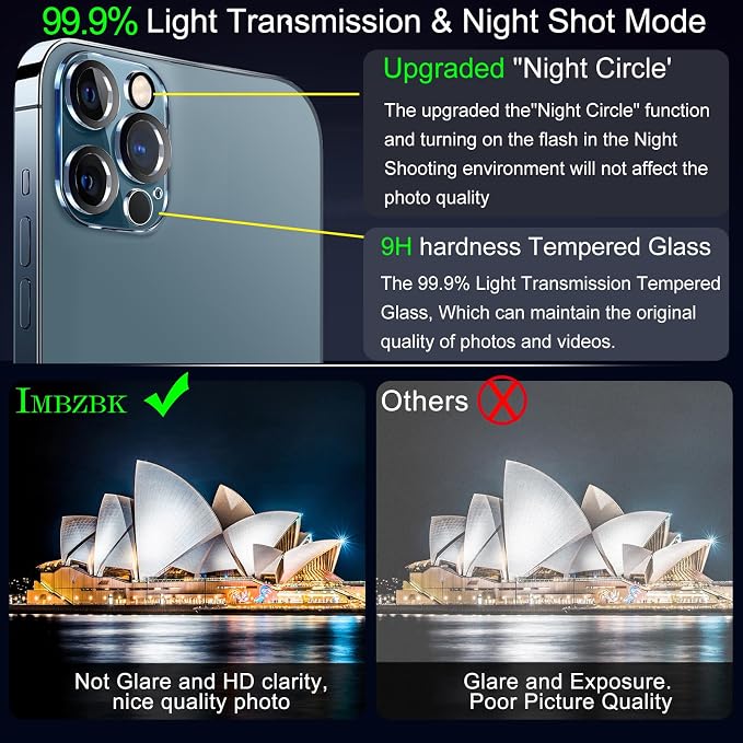 IMBZBK 3 Pack Privacy Screen Protector for iPhone 12 Pro Max,Tempered Glass | 9H+ Hardness, Military Grade Shatterproof, Case Friendly, Bubble Free Easy Installation Frame, with 3 Camera Lens Protectors - Image 6