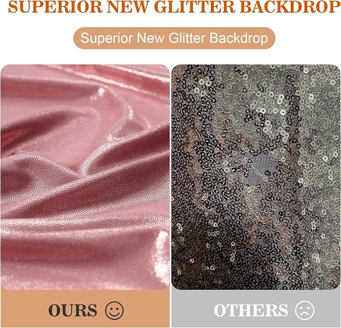 20x10ft Thick Rose Gold Glitter Backdrop Curtain Panels for Parties, Wrinkle Free Sequin Sparking Photo Backdrop Drapes, 4 Panels 5x10ft Shimmer Back Drop Cloth for Wedding Birthday Photography - Image 7
