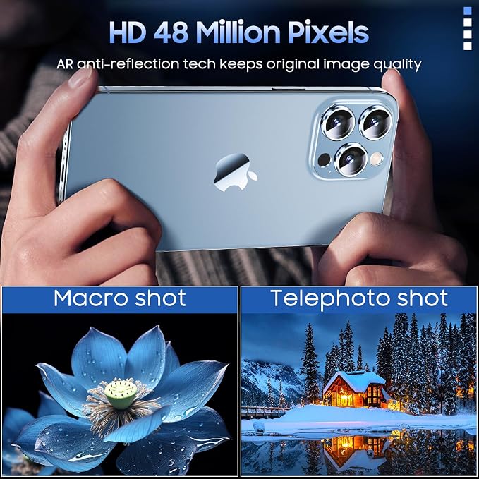 Uyiton for iPhone 13 Pro/iPhone 13 Pro Max Camera Lens Protector | Not Easy to Break, Strong Adsorption, Case-Friendly, Metal 9H Sapphire Glass Rear Camera Screen Cover, Blue - Image 4