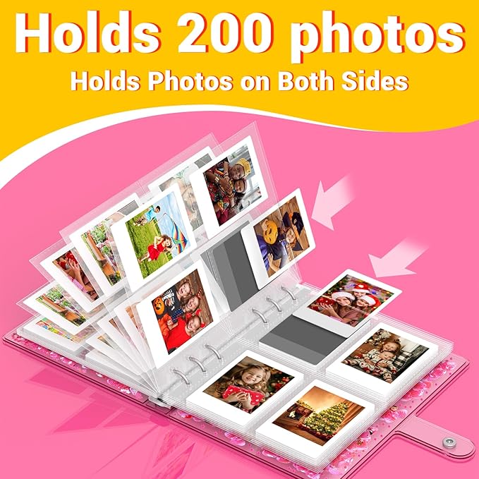 Kids Photo Album for Instax Mini, Gifts for Girls Ages 4 to 12 | Photo Album for Polaroid, Applicable to Fujifilm Instax Mini 11 12 40 Kodak Mini Photo, Stocking Stuffers (200 Photos) - Image 3