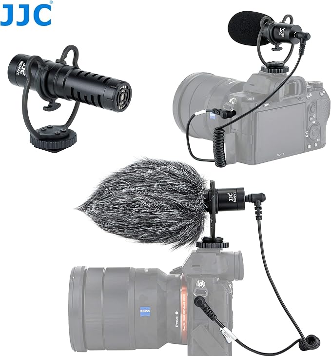 JJC SGM-V1 Shotgun Video Microphone, Cardioid Microphone Condenser Mic Vdeomicro w/Shock Mount, Furry Foam Windscreen, Electret Condenser, 3.5mm TRS TRRS Cable, for Andoid Phone DSLR Camcorder - Image 3