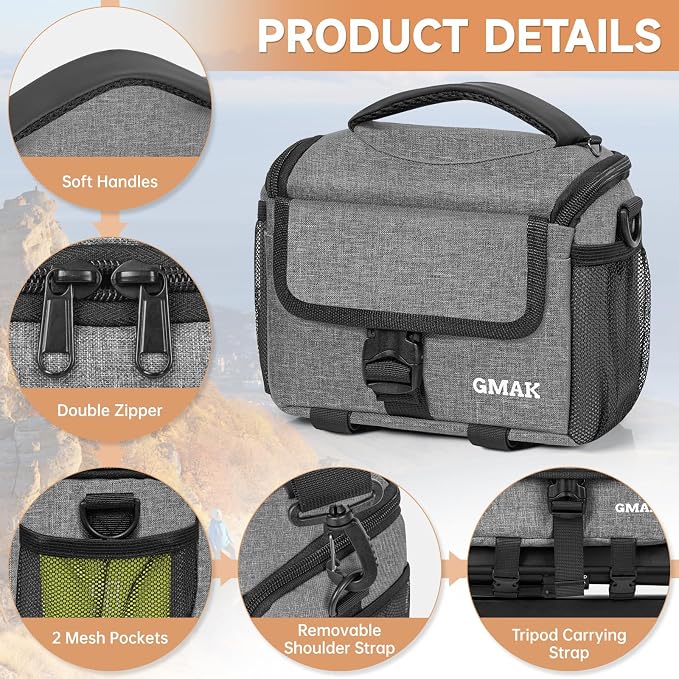 Camera Carrying Case, Camera Storage Bags Anti-Shock Crossbody Camera Case | Digital Camera Case with Rain Cover Compatible for Canon EOS R50 M50 Powershot SX540 SX70, Nikon Coolpix, Sony a6100 a6400 - Image 2