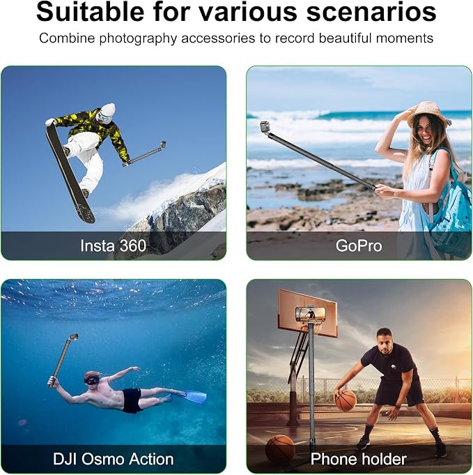 FANAUE Gimbal Extension Pole Carbon Fiber Extension Monopod Pole Stick with 1/4" Screw, 2 Section Universal Rod for Tripod Compatible with Digtital Camera Smartphone Long Selfie Tick Length is 14"-25" - Image 8