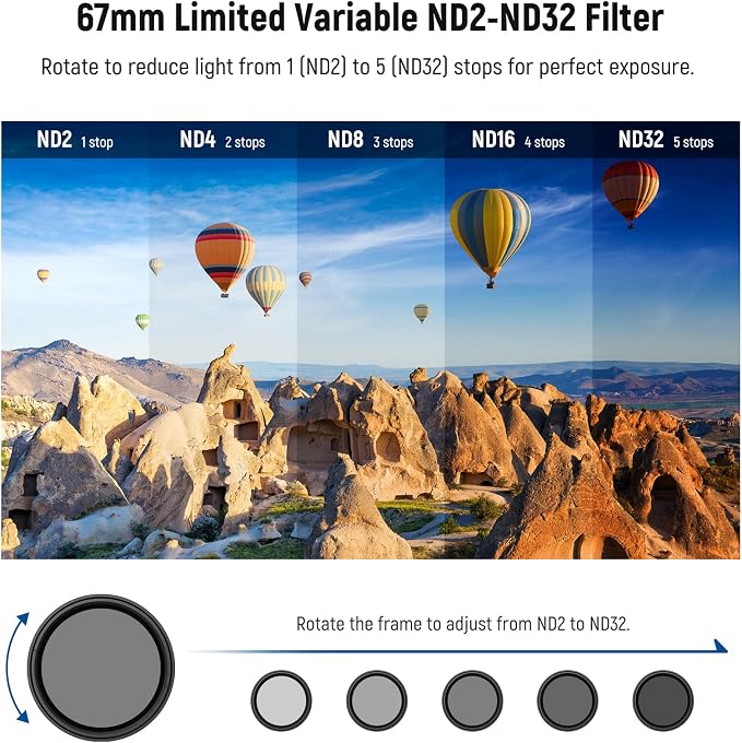 NEEWER 67mm Clip On Variable ND Filter for Phone, ND2-32 Neutral Density Photography Camera Lens Accessories Kit Compatible with Android Samsung Galaxy S25 Ultra Google Pixel Huawei, FL-B21 - Image 3