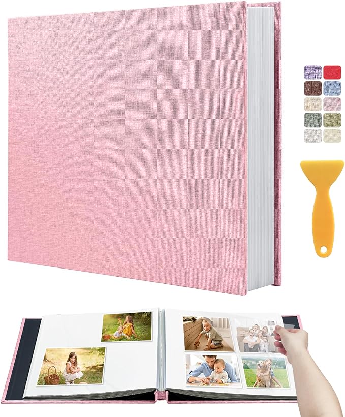Large Photo Album Self Adhesive Scrapbook Album for 4x6 5x7 8x10 Pictures DIY Photo Book as Scrapbooking Supplies Kits, Birthday Gifts for Women Mom Wedding Baby Family Travel by HenPisen